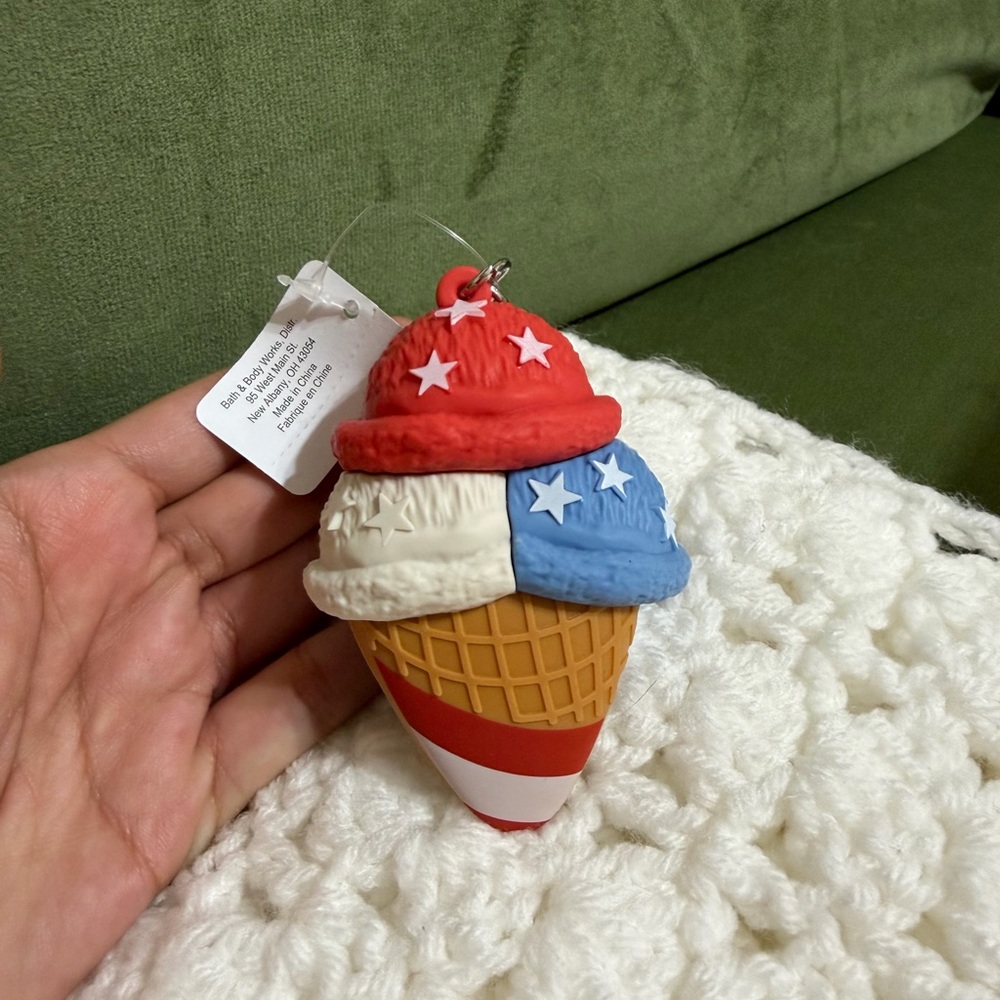 Bath & Body Works Red White Blue Ice Cream Cone Ornament